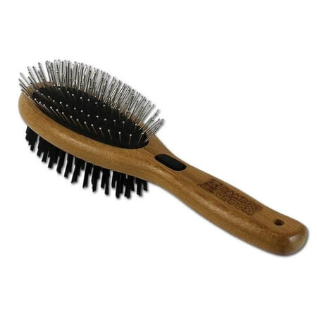 Bamboo Groom Combo Brush - Bristles & Pins - Large Pet Grooming Brush