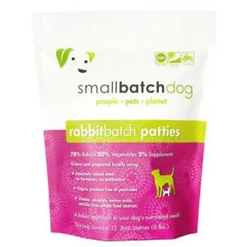 Small Batch Dog Frozen Raw Rabbit Patties - 6 lb Bag - Single Protein Diet