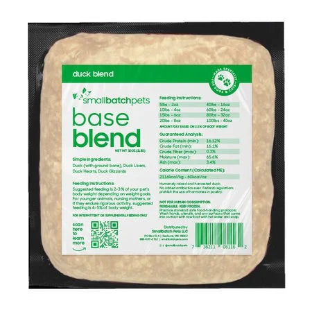 Small Batch Duck Blend Raw Frozen Dog & Cat Food - 2 lb Chub