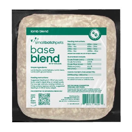 Small Batch Frozen Lamb Blend for Dogs & Cats - 2 lb Raw Food Diet
