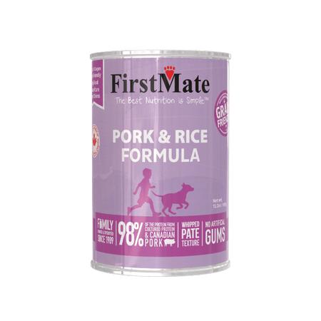 FirstMate Pork and Rice Formula Grain Friendly Wet Dog Food, 12.2 oz Can