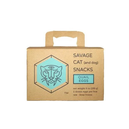 Savage Cat Food Quail Eggs - Frozen Raw Snack for Dogs & Cats - 9oz (approx. 24 eggs)