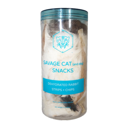Savage Cat Dehydrated Rabbit Strips & Chips - 3 oz Cat & Dog Treats