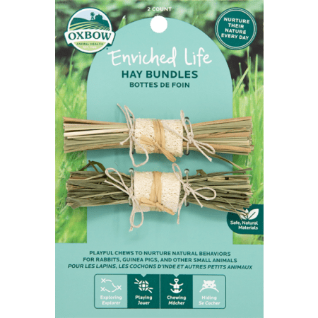 Oxbow Animal Health Enriched Life Hay Bundles - Small Animal Toy (2-Pack)