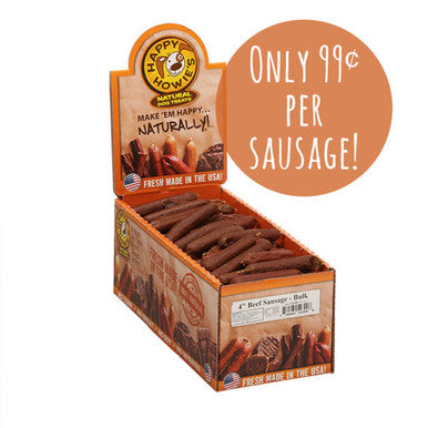 Happy Howie's 4" Beef Sausage Dog Treats - Made in USA, Single or Bulk