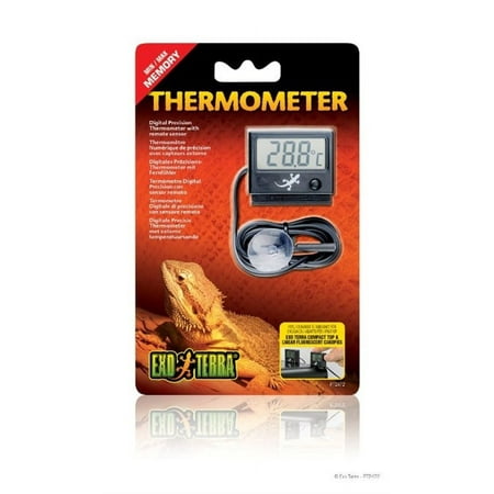Exo Terra Digital Thermometer with Probe - Accurate Reptile Terrarium Temperature Monitor
