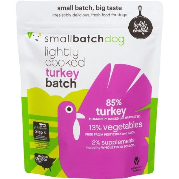 Small Batch Dog Frozen Lightly Cooked Turkey - 2 lb