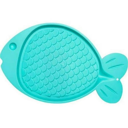 Loving Pets Bella Spill-Proof Fish Shaped Cat Mat - Green - 19 x 12 Inches
