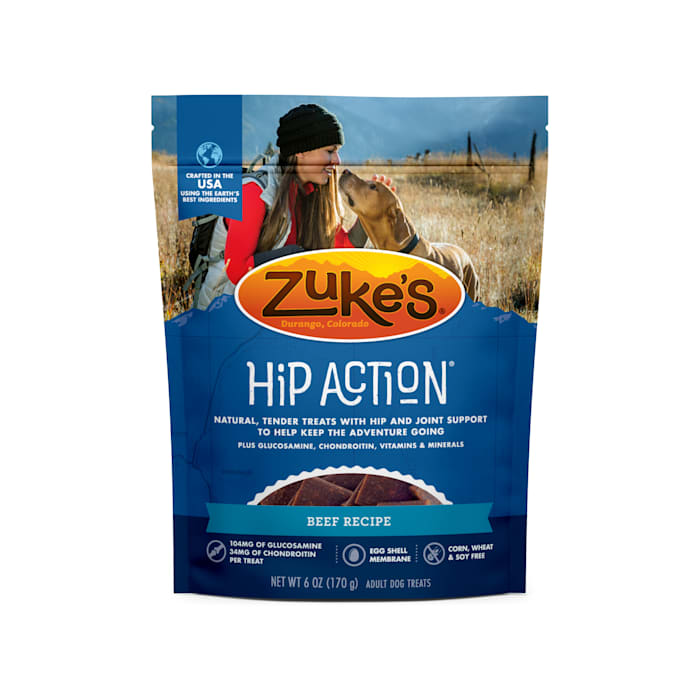 Zukes Hip Action Hip & Joint Supplement Dog Treat - Roasted Beef Recipe  6 oz