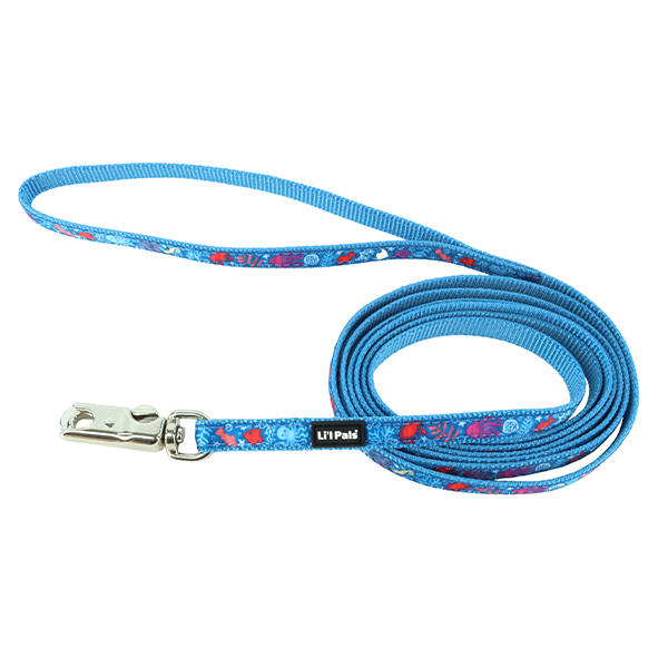 Li'l Pals Sea Creature Dog Leash - 3/8" x 6' - Charming Ribbon Overlay - XS Dog