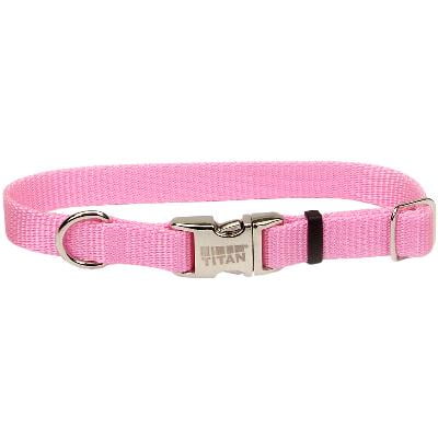 Adjustable Nlyon 1" Dog Collar W/Titan Metal Buckle-Pink,...