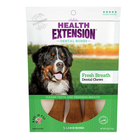 Health Extension Fresh Breath Dental Bones Dog Treats  3-...