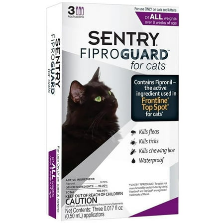 Sentry Fiproguard for Cats Flea and Tick Treatment, 3 Month Supply