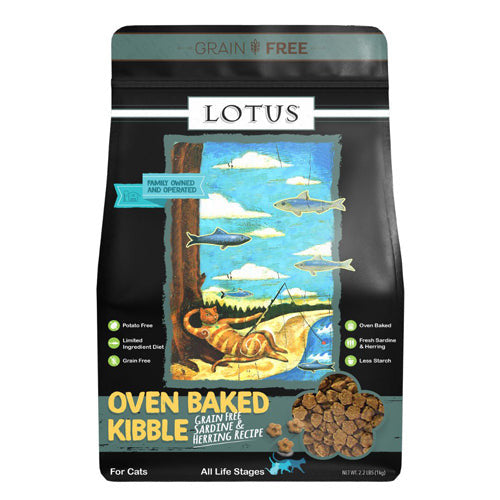 Lotus Cat Grain Free Sardine & Herring Recipe - All Life Stages, 2.2 lb Oven-Baked Dry Food