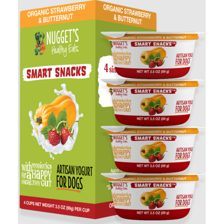 Nugget's Dog Treat Frozen Yogurt - Strawberry & Butternut - 3.5oz 4-Pack - Healthy Probiotic Snack