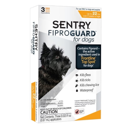 Sentry Fiproguard Dog Flea & Tick Treatment, 5-22 lbs, 3-Month Supply