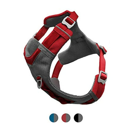 Kurgo Journey Air Dog Harness, Large, Red & Gray - No Pull Front Clip, Padded, Reflective