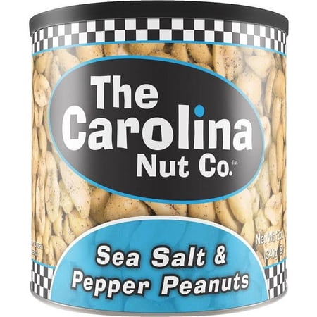 Carolina Nut Co. Sea Salt & Pepper Peanuts - 12 oz Can - Roasted & Salted Gourmet Snack