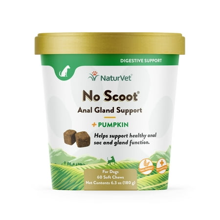 NaturVet No Scoot Plus Pumpkin Soft Chews for Dogs - 120 Count - Anal Gland Support