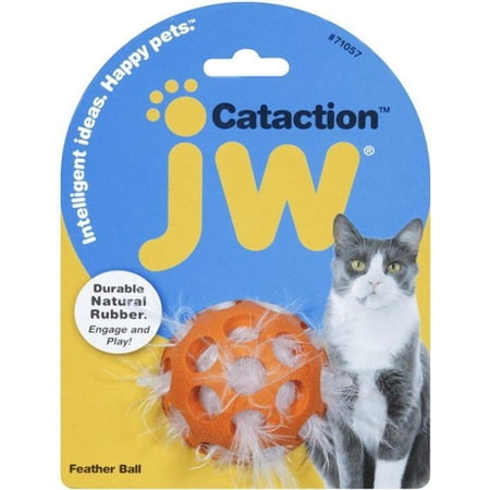 JW Pet Cataction Feather Ball Cat Toy Orange 1ea/One Size
