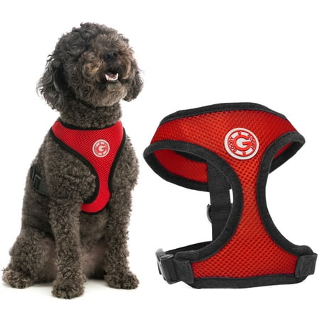 Gooby Soft Mesh Harness - Small Dog Harness - Breathable - Red - Medium