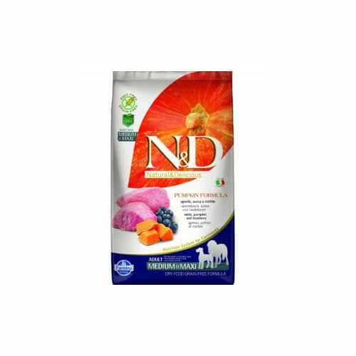 Farmina N&D Puppy Medium/Maxi Lamb & Blueberry with Pumpkin, 12kg / 26.4lb, Grain-Free Dry Dog Food