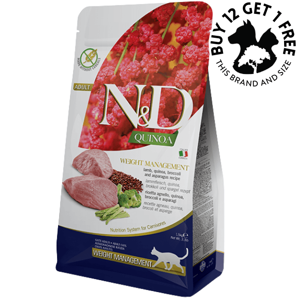 Farmina N&D Quinoa Weight Management Cat Food - Lamb, Quinoa, Broccoli - 3.3lb Bag