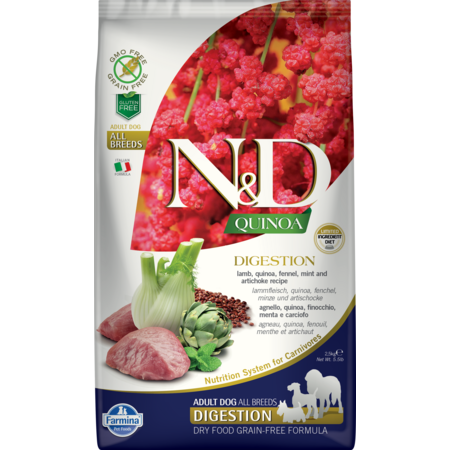 Farmina N&D Quinoa Digestion Lamb Medium/Maxi Dog Food - 15.4 lb / 7 kg, Grain-Free Formula