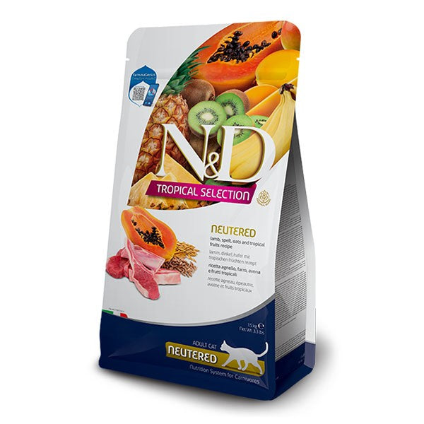 Farmina N&D Cat Tropical Selection Lamb Neutered, 5kg - Low Grain, Lamb & Tropical Fruit Recipe