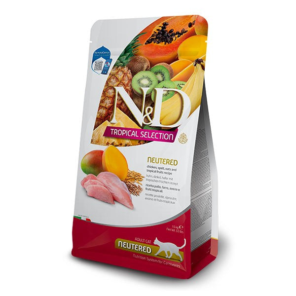 Farmina N&D Tropical Selection Chicken Neutered Cat Food - 5kg / 4+1kg Bag (Limited Grain)
