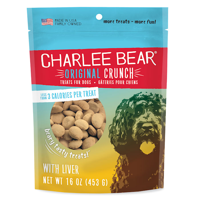 Charlee Bear Original Dog Treats, Chicken Liver, 16 oz Pouch