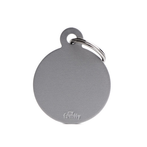 MyFamily Basic Circle Large Pet ID Tag - Aluminum Grey