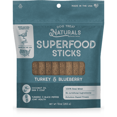 Dog Treat Naturals Turkey & Blueberry Superfood Sticks - 10 oz All-Natural Training Treats