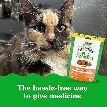 Greenies Feline Pill Pockets Cat Treats, Chicken Flavor, 3 oz (85 Treats)