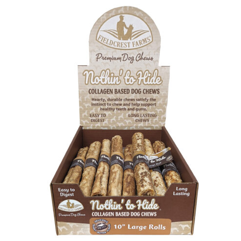 Nothin' to Hide Large Roll 10" Dog Chew - Peanut Butter Flavor, Highly Digestible (24 Count Box)