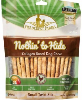 Fieldcrest Farms Nothin' to Hide Twist Stix Chicken Flavor Dog Chew, 11.4 oz., Pack of 50