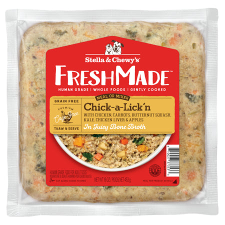 Stella & Chewy's Freshmade Chickalickin Frozen Dog Food, 16 oz - Gently Cooked, Grain-Free Chicken Recipe
