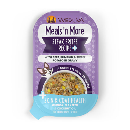 Weruva Meals 'n More Steak Frites Recipe Plus Wet Dog Food - 3.5 oz Cup, Skin & Coat Health