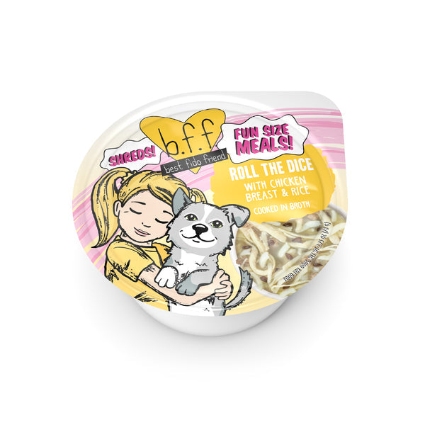 Weruva BFF Fun Size Meals Roll The Dice Chicken & Rice Wet Dog Food, 2.75oz Cup