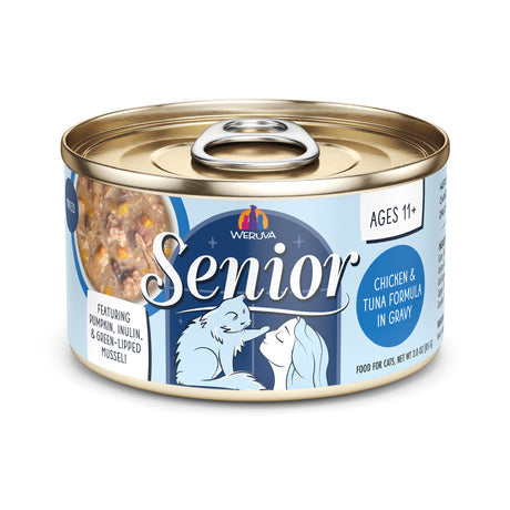 Weruva Senior Chicken & Tuna in Gravy Wet Cat Food - 3 oz Can, Grain-Free Formula for Cats 11+