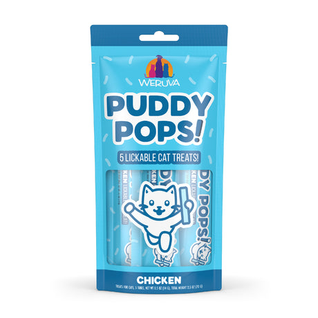 Weruva Puddy Pops Lickable Chicken Cat Treats - 5 x 0.5oz Pouches, Hydrating & Delicious