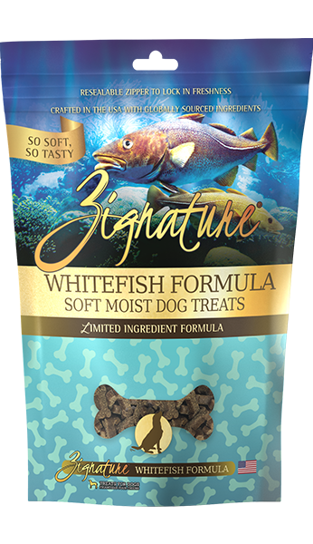 Zignature Whitefish Soft Moist Dog Treats - 4oz Bag - Limited Ingredient, Training Rewards