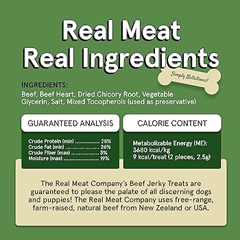Real Meat Beef Jerky Dog Treats - 12oz Air-Dried, Grain-Free, High Protein