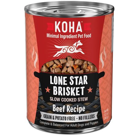 Koha Dog Grain Free Lone Star Brisket Stew - Slow Cooked Beef Recipe, 12.7 oz Can