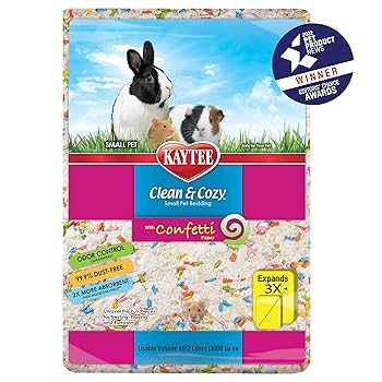 Kaytee Clean & Cozy Confetti Small Animal Bedding - Paper Bedding for Guinea Pigs, Hamsters, Rabbits & More - 49.2 Liters