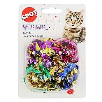 Ethical Pet Spot Mylar Balls Cat Toy, 1.5 inch, 4-Pack, Assorted Colors, Crinkle Sound