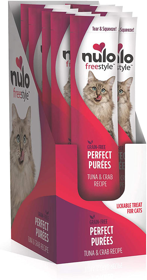 Nulo Freestyle Perfect Purees Tuna & Crab Recipe Grain-Free Lickable Cat Treat, 0.5 oz Pouch