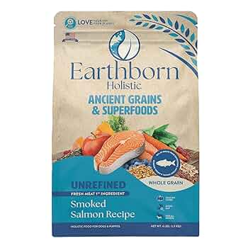 Earthborn Holistic Unrefined Smoked Salmon with Ancient Grains Dry Dog Food, 4 lb