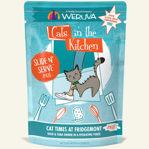 Weruva Cats in the Kitchen Cat Times at Fridgemont Duck & Tuna Pate Wet Cat Food, 3 oz Pouch