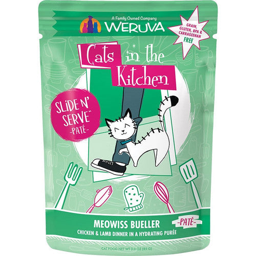 Weruva Cats in the Kitchen Meowiss Bueller Pate Wet Cat Food Pouch, 3oz - Chicken & Lamb Dinner